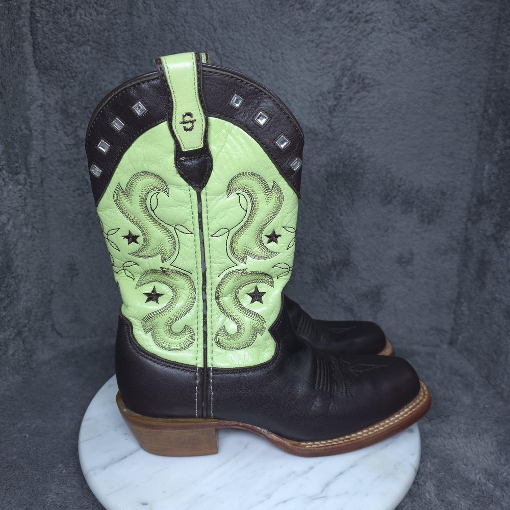 Stetson Boots Womens Size 6 Brown Leather Western Square Toe Cowboy